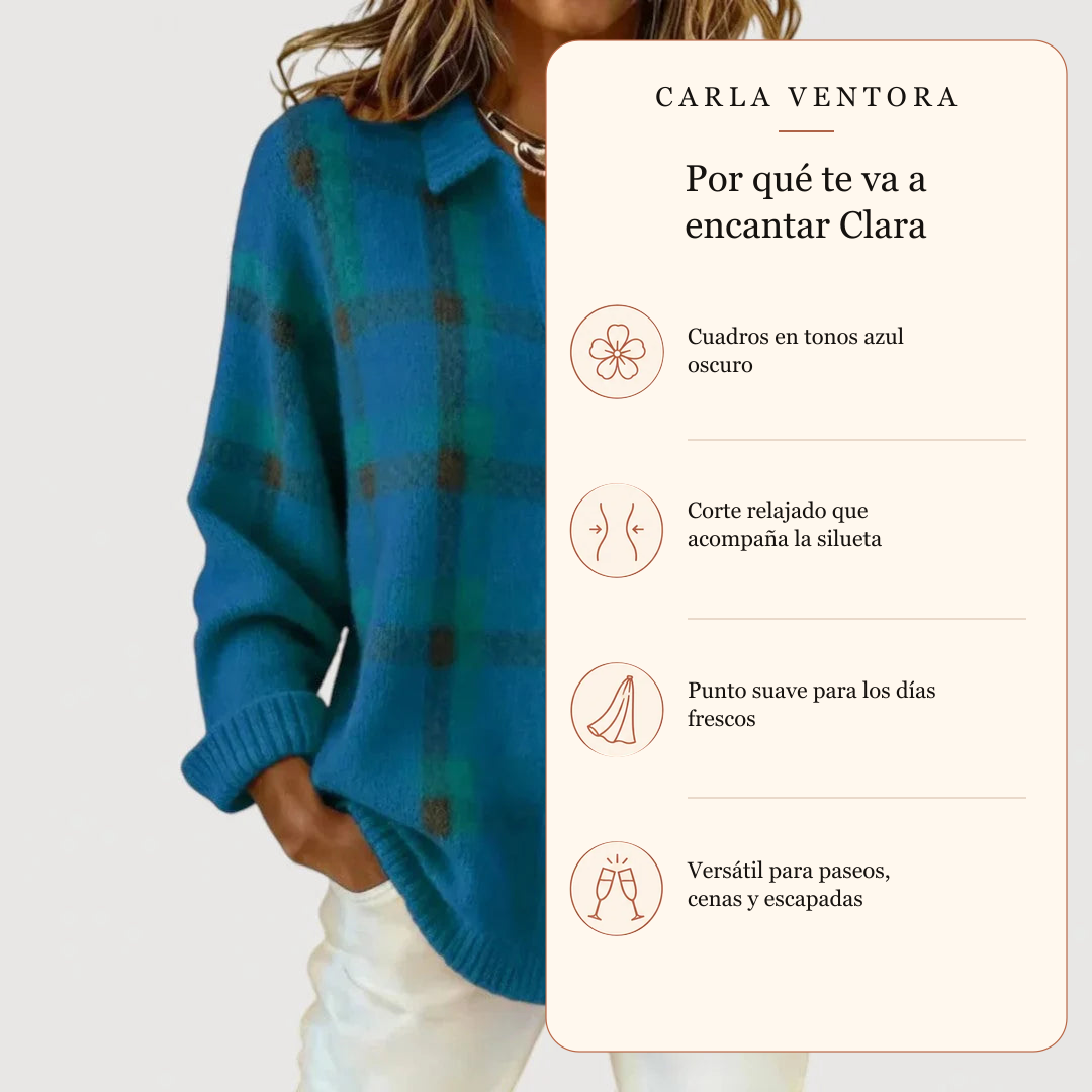 Clara | Cárdigan de punto a cuadros azul oscuro: por qué te va a encantar