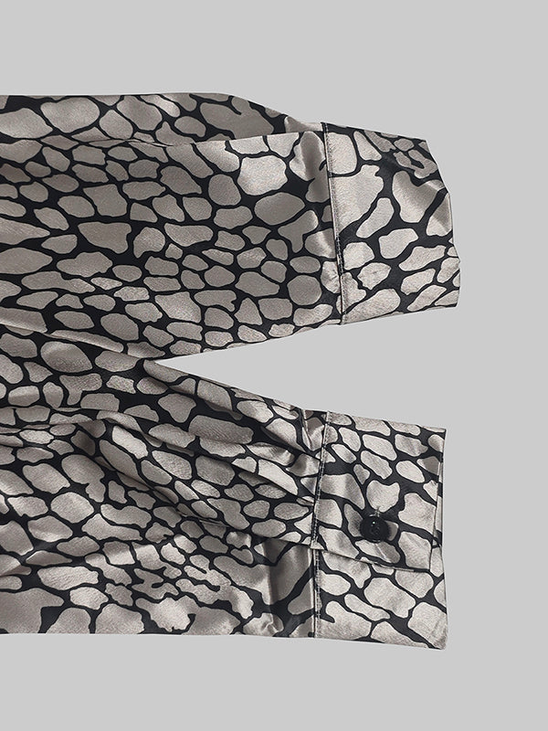 Natalia - Blusa efecto satén con estampado artístico