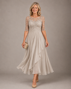 ROSE | VESTIDO MIDI DE ENCAJE QUE REALZA TU SILUETA