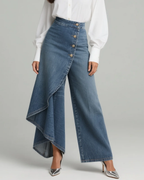 Paula - Pantalón Vaquero Cruzado de Cintura Alta