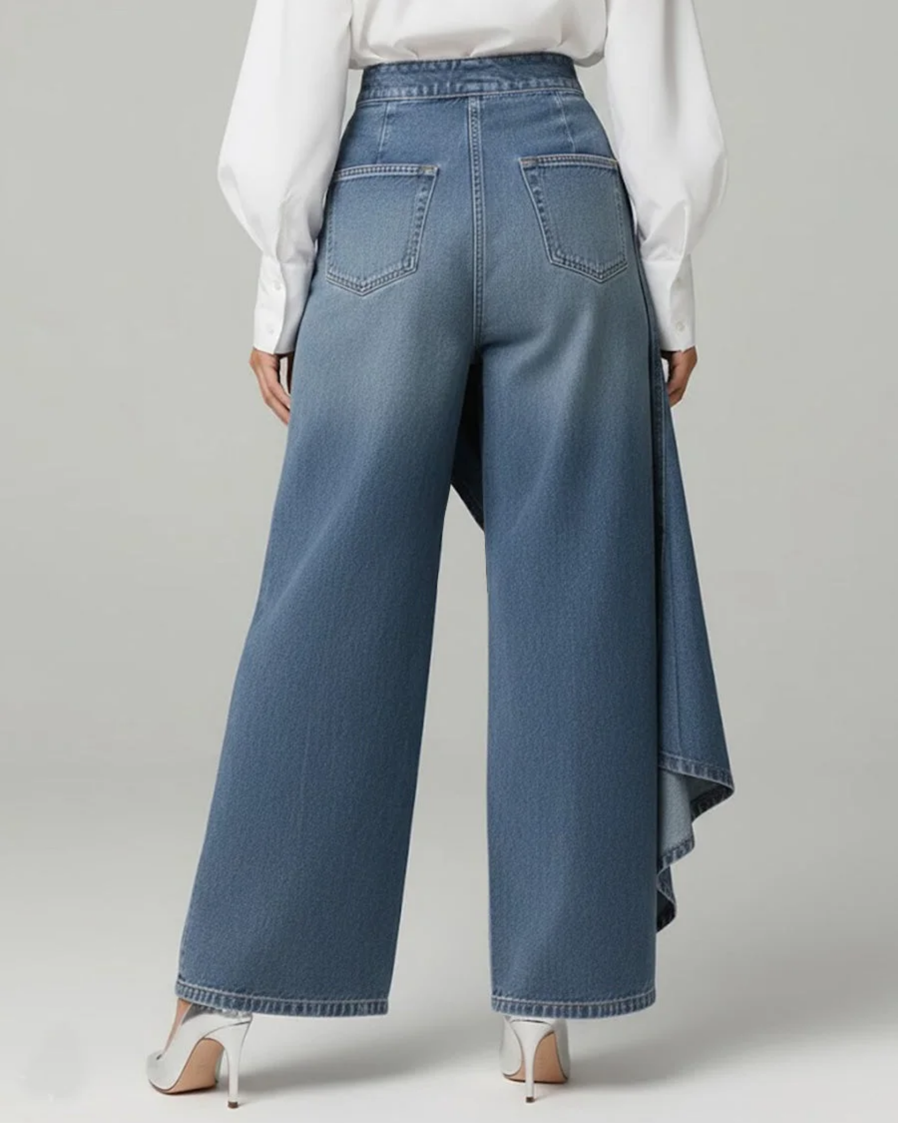 Paula - Pantalón Vaquero Cruzado de Cintura Alta