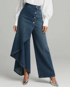 Paula - Pantalón Vaquero Cruzado de Cintura Alta