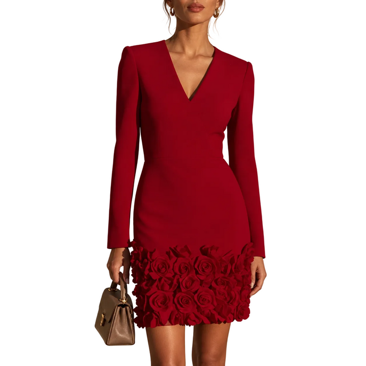 Vittoria | Vestido elegante con rosas en relieve