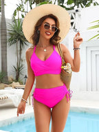 Womens High Waisted Bikini Sets Drawstring Tummy Control Swimsuits Crisscross Tie Back Bathing Suit
