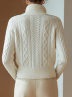 Lola - Jersey de punto suave con cuello alto y estampado artístico