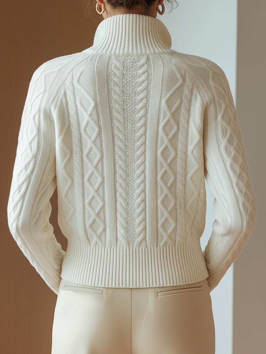 Lola - Jersey de punto suave con cuello alto y estampado artístico