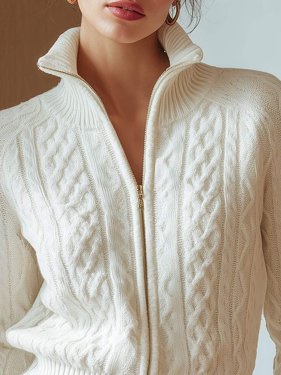 Lola - Jersey de punto suave con cuello alto y estampado artístico
