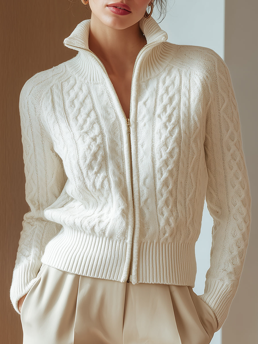 Lola - Jersey de punto suave con cuello alto y estampado artístico