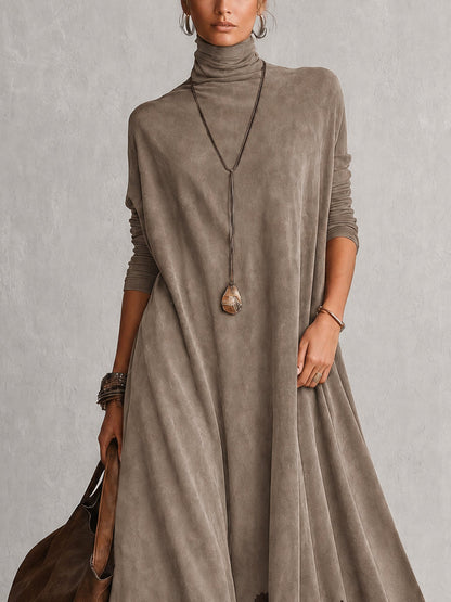 PORZIA | Vestido largo de efecto ante con bajo de encaje
