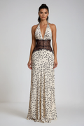 Clara - Vestido Maxi Lunares con Encaje Elegante