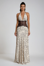 Clara - Vestido Maxi Lunares con Encaje Elegante