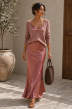 Alma | Robe Satin Élégante avec Pull