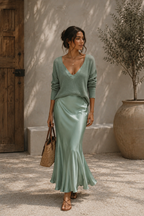 Alma | Robe Satin Élégante avec Pull