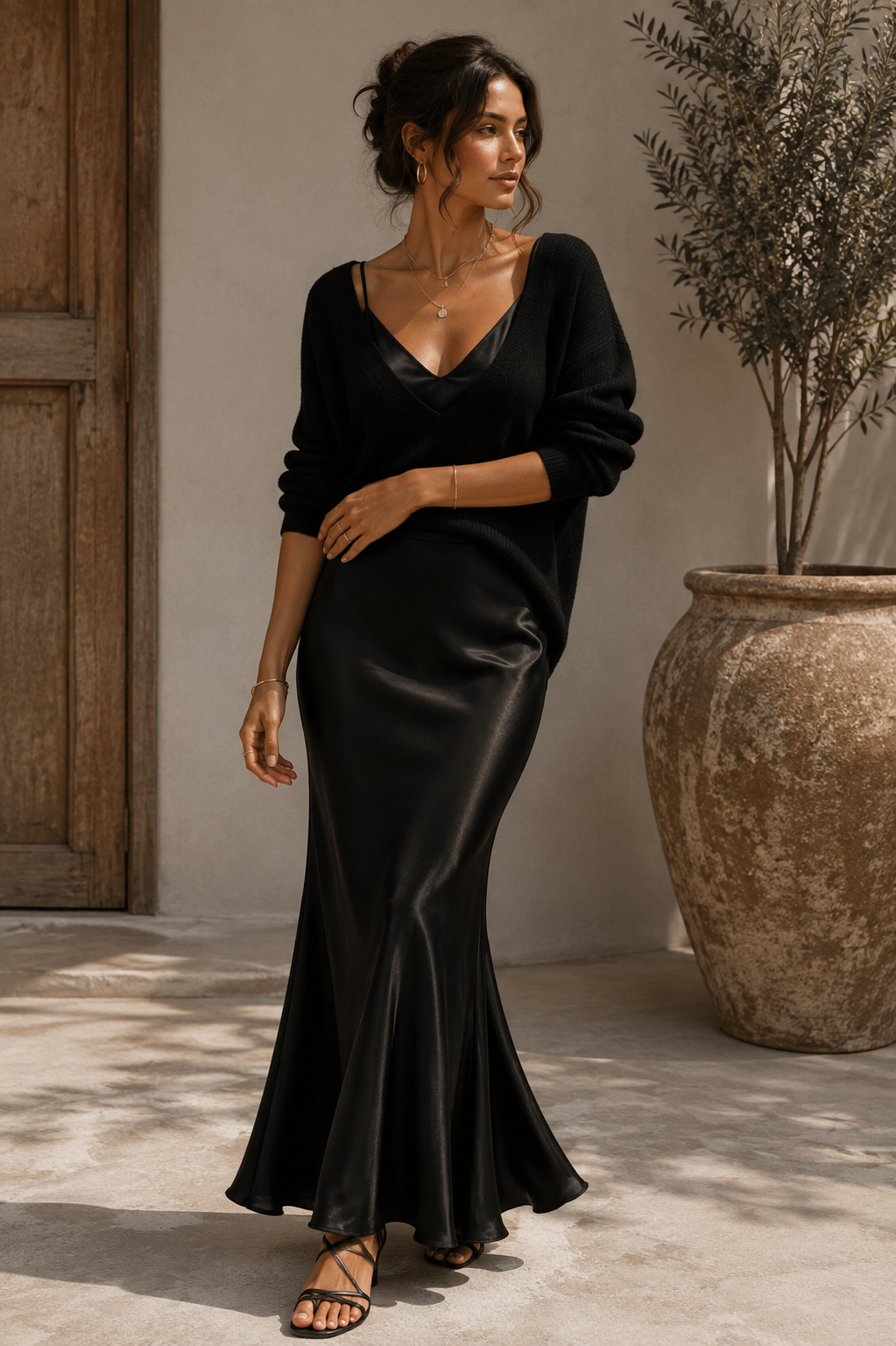 Alma | Robe Satin Élégante avec Pull
