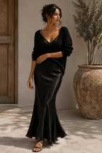 Alma | Robe Satin Élégante avec Pull