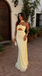 Aitana - Vestido amarillo pastel con estampado floral