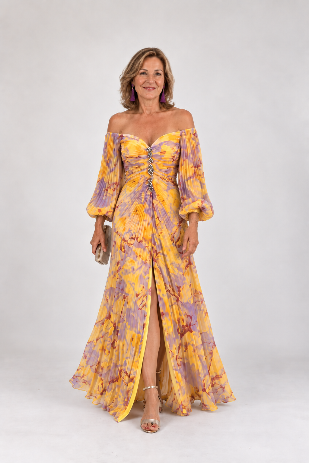 GRETA | VESTIDO LARGO CON ESTAMPADO FLORAL Y ESCOTE PROFUNDO