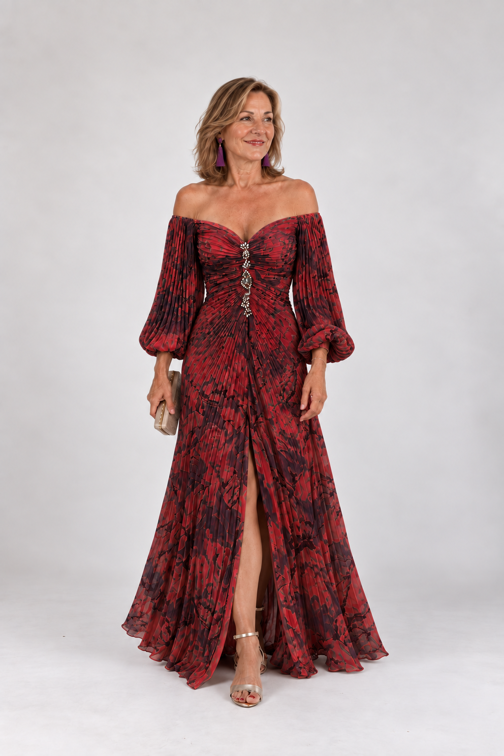 GRETA | VESTIDO LARGO CON ESTAMPADO FLORAL Y ESCOTE PROFUNDO