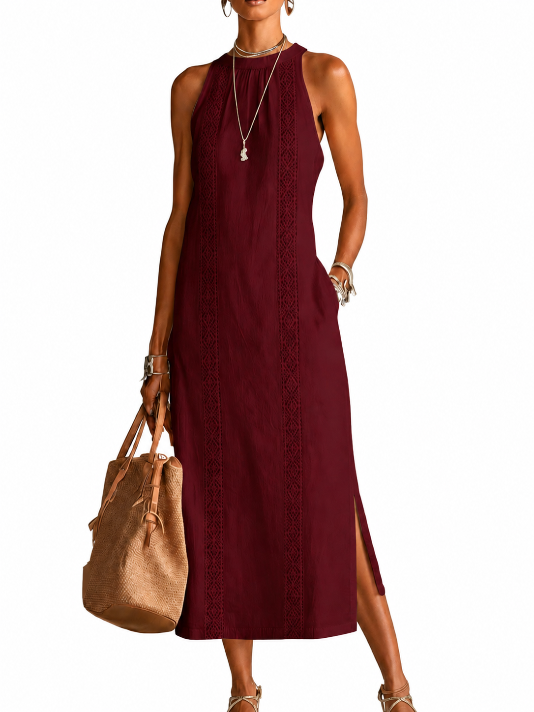 Almudena | Vestido midi con cuello chino