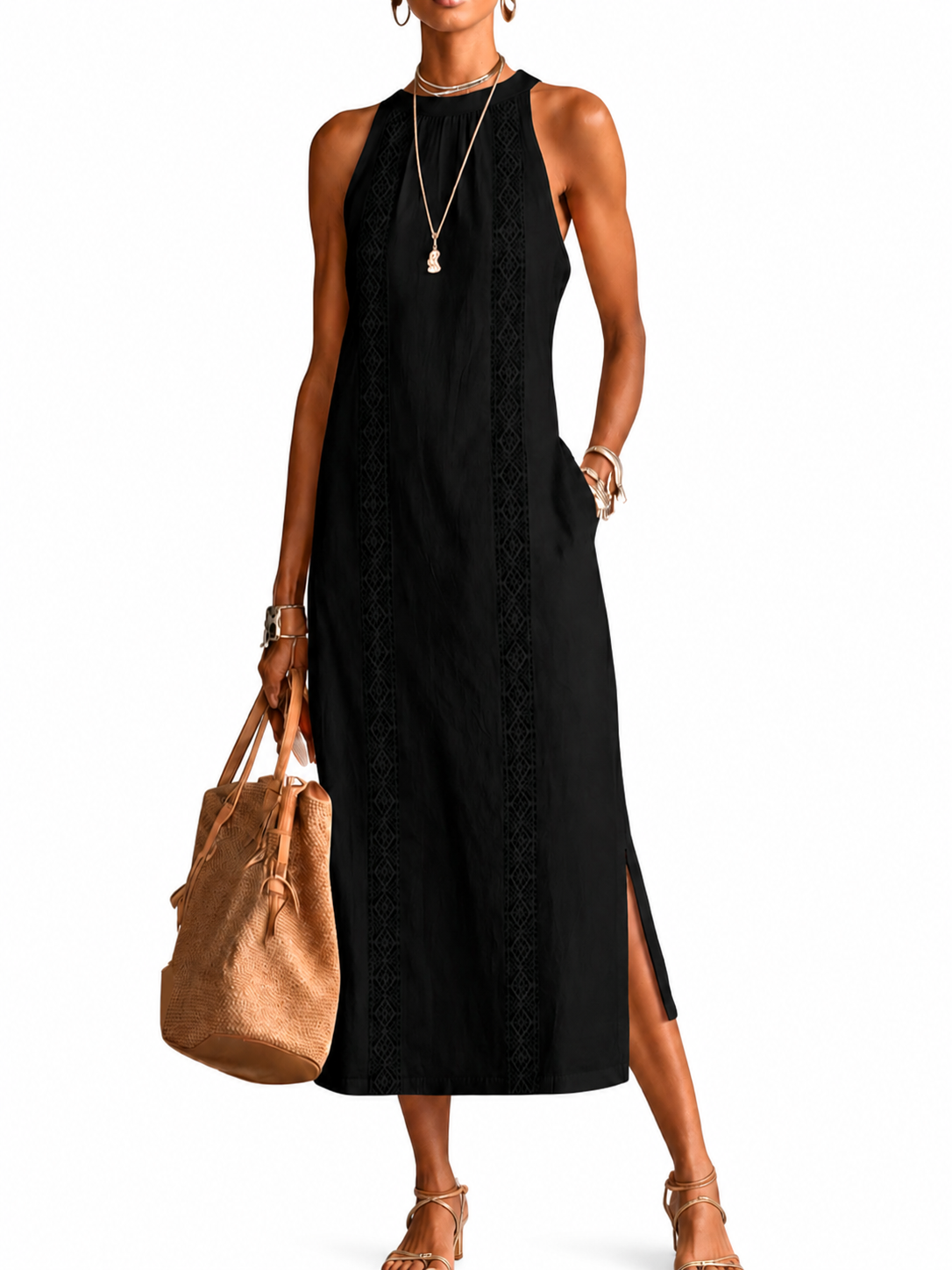 Almudena | Vestido midi con cuello chino
