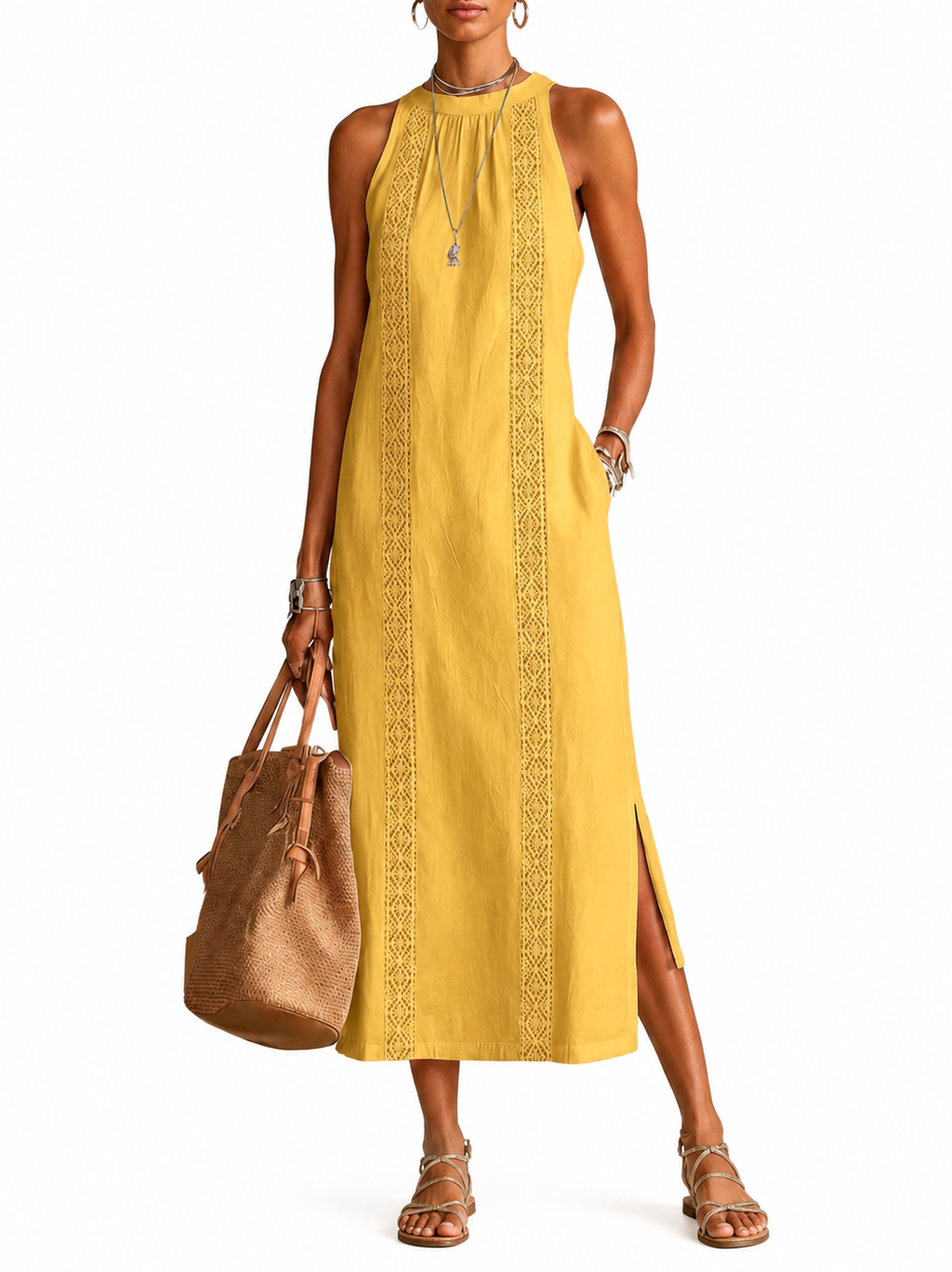 Almudena | Vestido midi con cuello chino