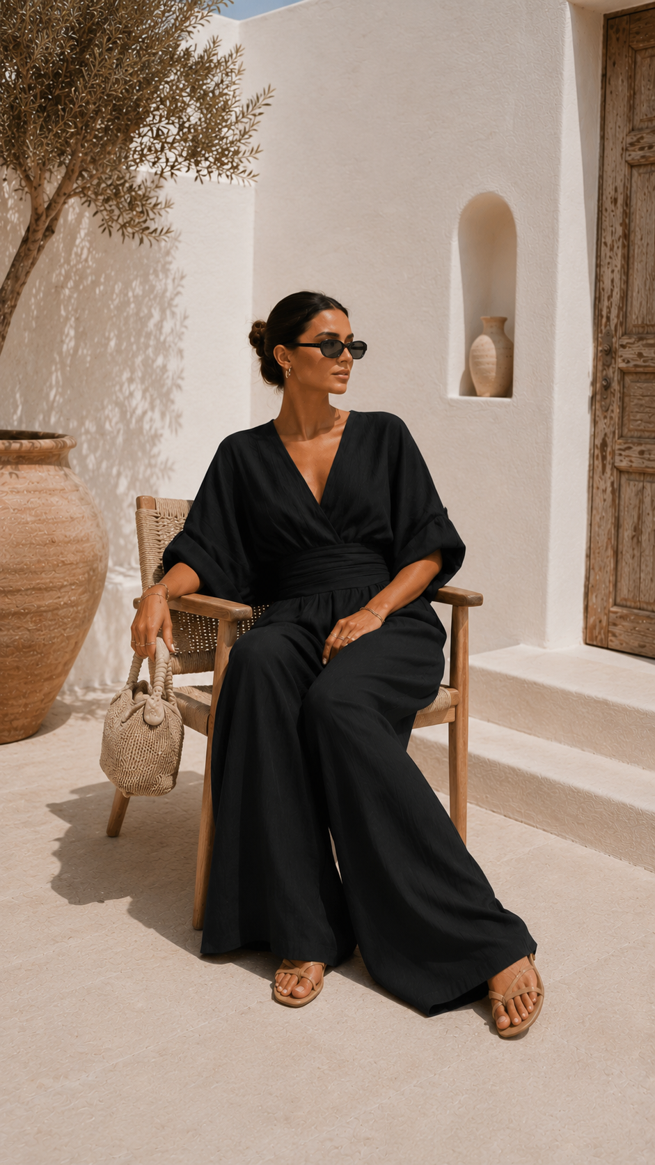 Valeria - Mono chiffon escote en V