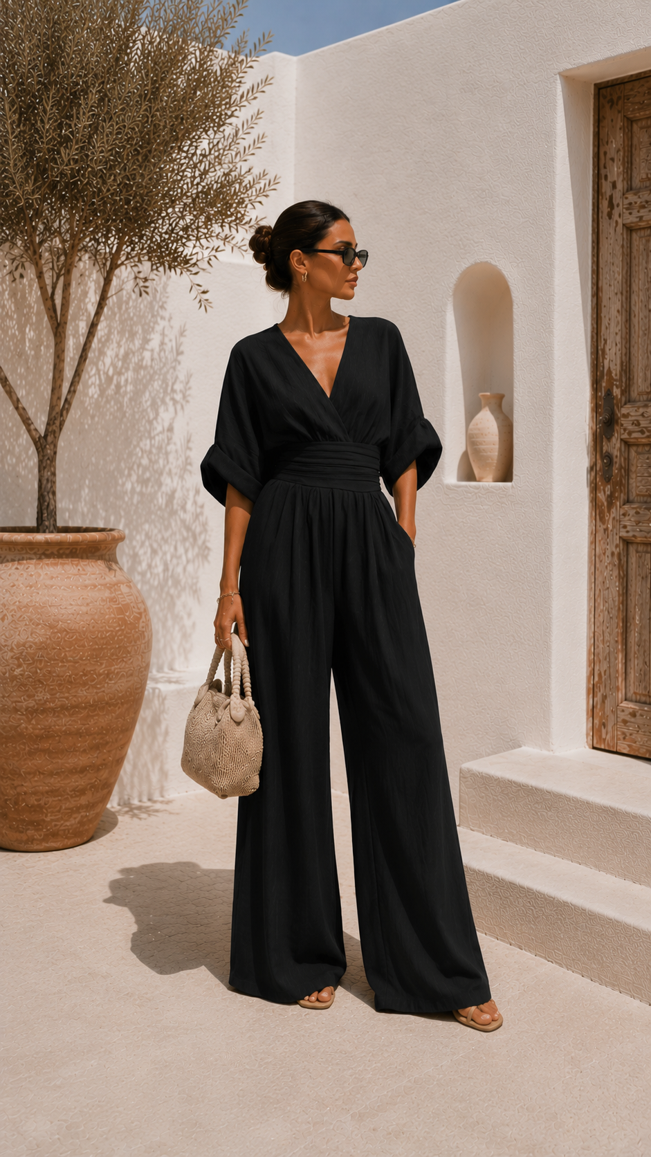 Valeria - Mono chiffon escote en V