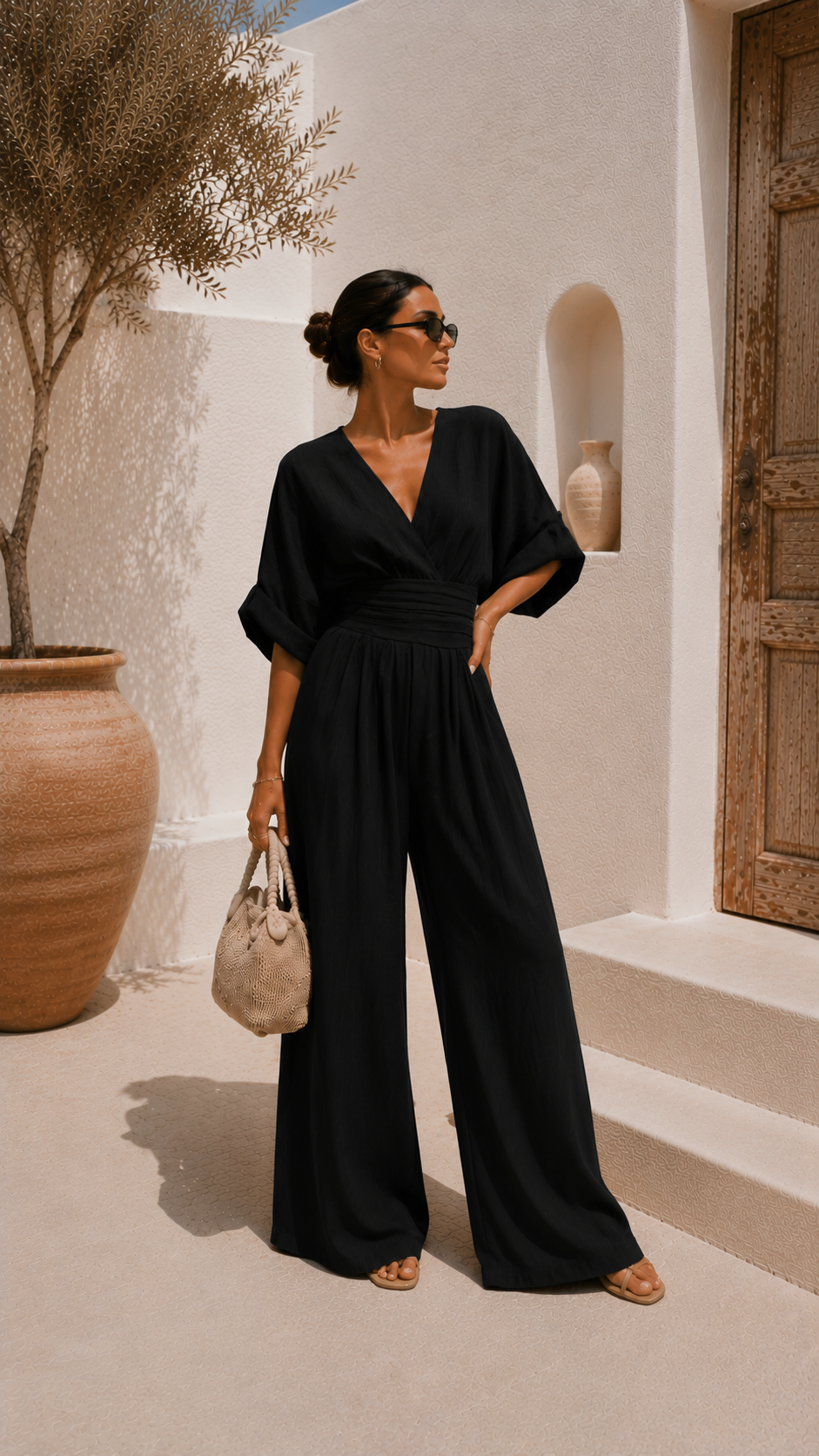 Valeria - Mono chiffon escote en V