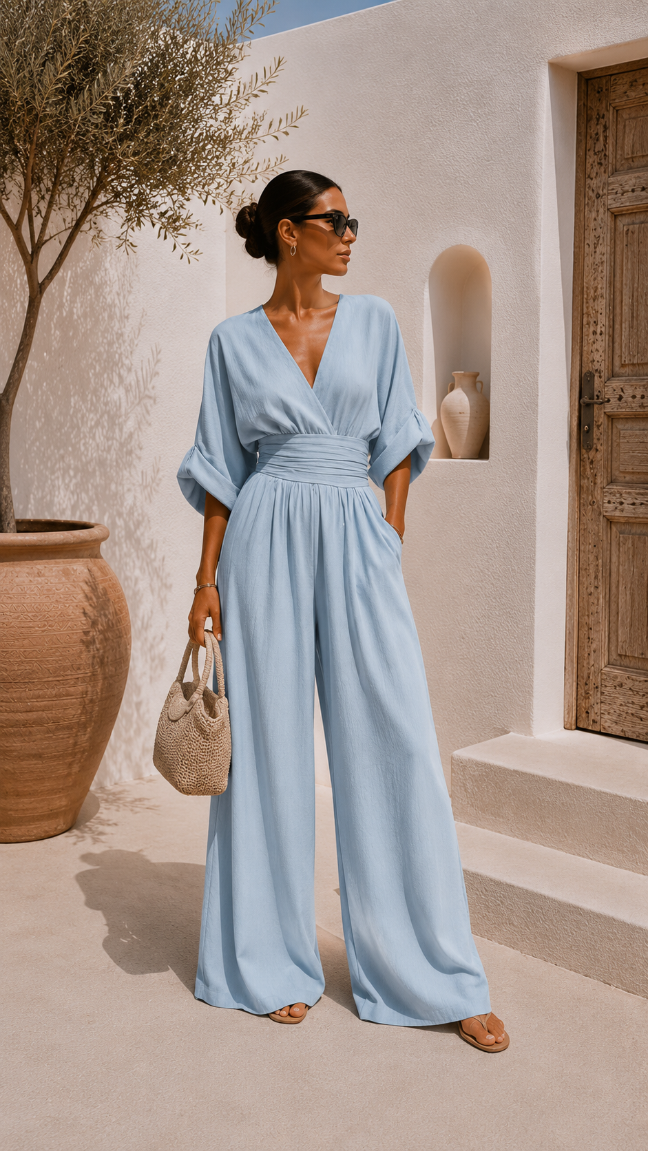 Valeria - Mono chiffon escote en V