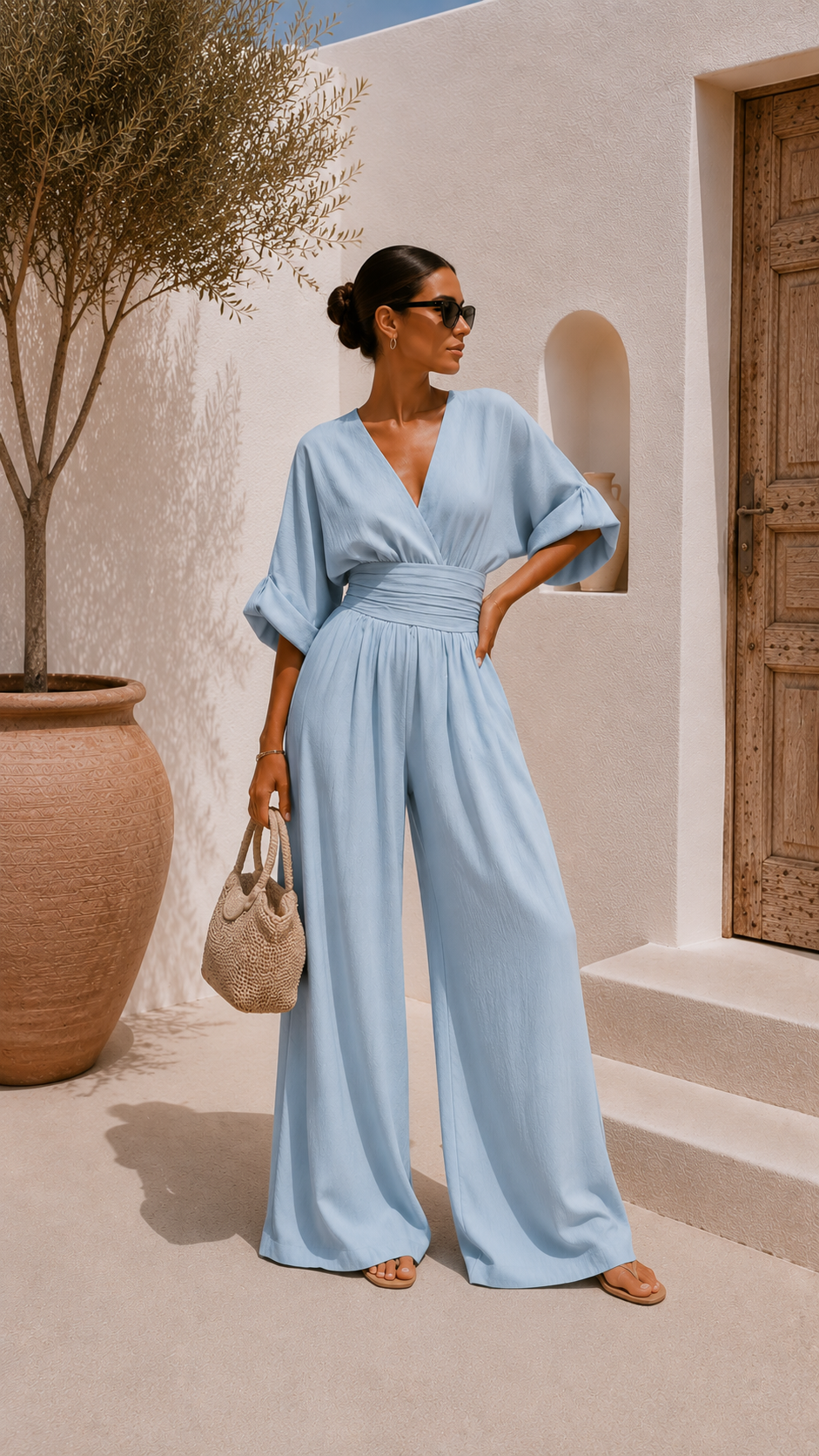 Valeria - Mono chiffon escote en V