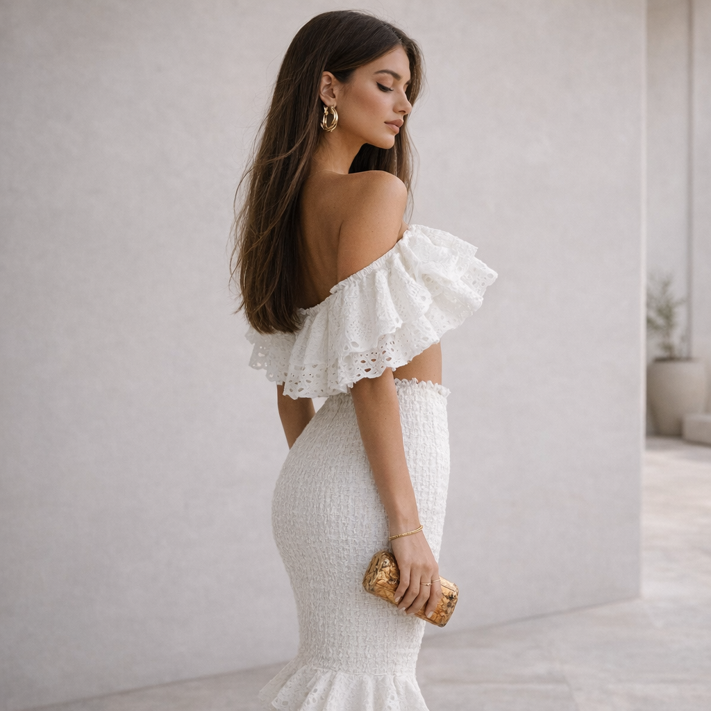 CONJUNTO DOLLY LACE - Elegancia romántica con silueta sirena