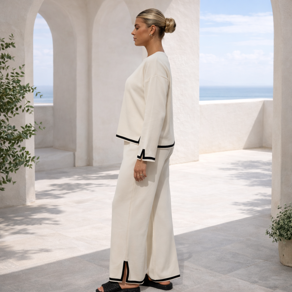 CONJUNTO KNIT CREAM CONTRAST - Minimalismo sofisticado para tu día a día
