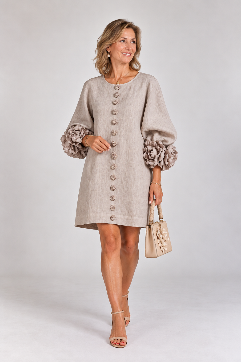Laure | Vestido Ligero de Lino con Mangas Volumen