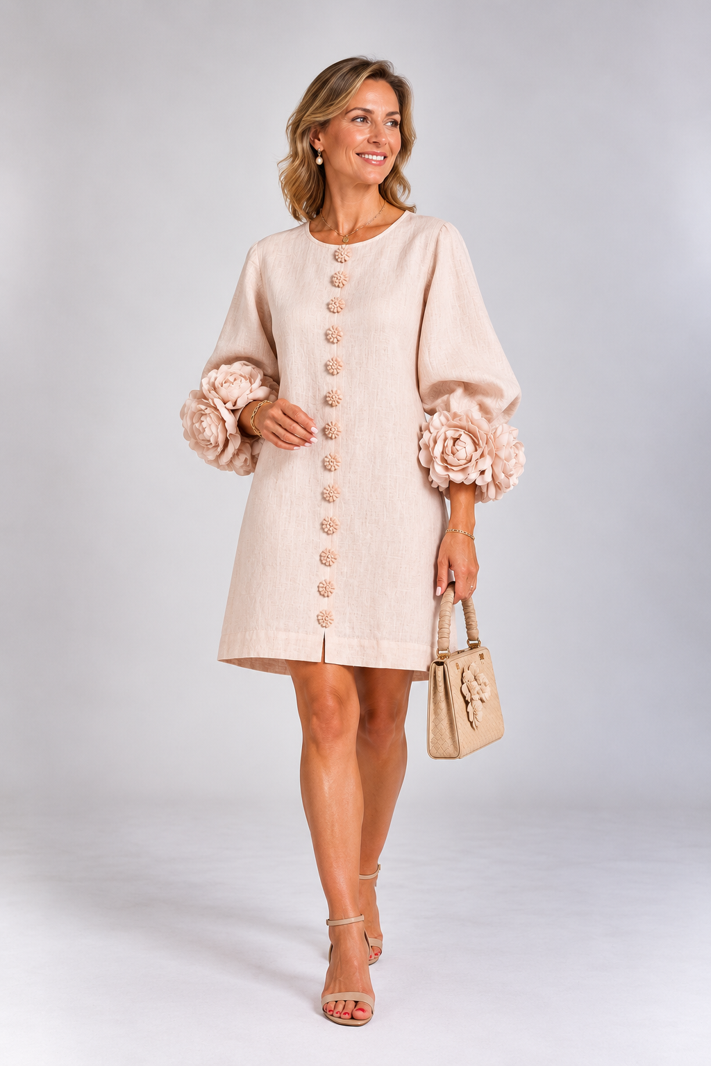 Laure | Vestido Ligero de Lino con Mangas Volumen
