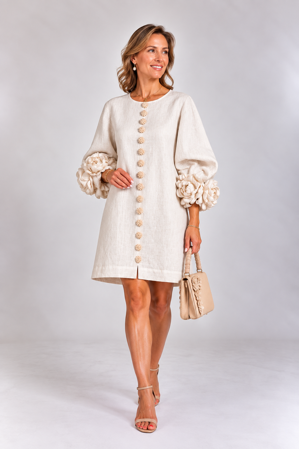 Laure | Vestido Ligero de Lino con Mangas Volumen