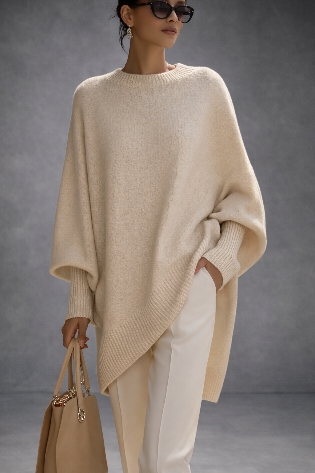 Livia - Jersey poncho oversize