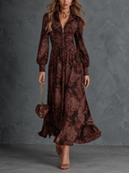 Emma | Vestido largo con estampado paisley y escote en V
