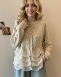 Mia - Cárdigan elegante de punto con volantes