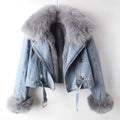 Amara - Chaqueta denim cálida con forro de pelo