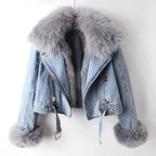 Amara - Chaqueta denim cálida con forro de pelo