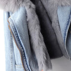 Amara - Chaqueta denim cálida con forro de pelo