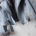 Amara - Chaqueta denim cálida con forro de pelo