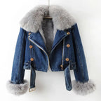 Amara - Chaqueta denim cálida con forro de pelo