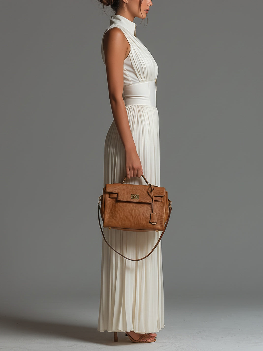 Léa™ | Mono de muselina blanca con escote en V, sin mangas y con perneras anchas