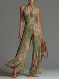 Charlotte™ | Mono holgado plisado con estampado de flores verdes