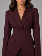 Anselma | Conjunto de dos piezas con blazer de cintura marcada y pantalones palazzo