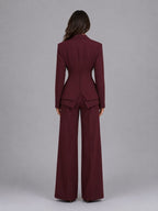 Anselma | Conjunto de dos piezas con blazer de cintura marcada y pantalones palazzo