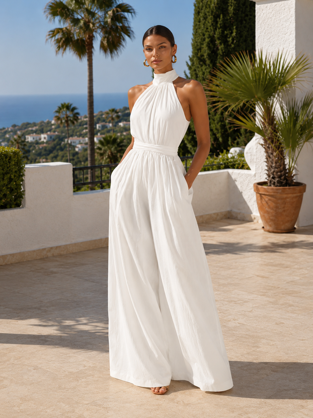 Fiamma - Elegante mono blanco en tejido trenzado