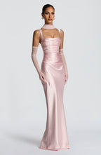 Vestido Silvia - Elegancia satinada con estructura refinada