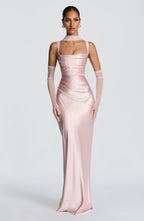 Vestido Silvia - Elegancia satinada con estructura refinada